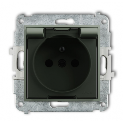 KARLIK ICON Gniazdo bryzgoszczelne z uziemieniem klapka dymna szałwiowy (61IGPB-1zdp)